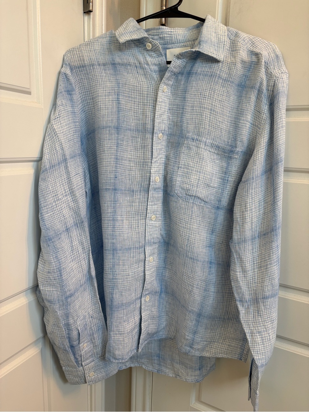Billy Reid Linen Plaid Button-Down Shirt Size Medium